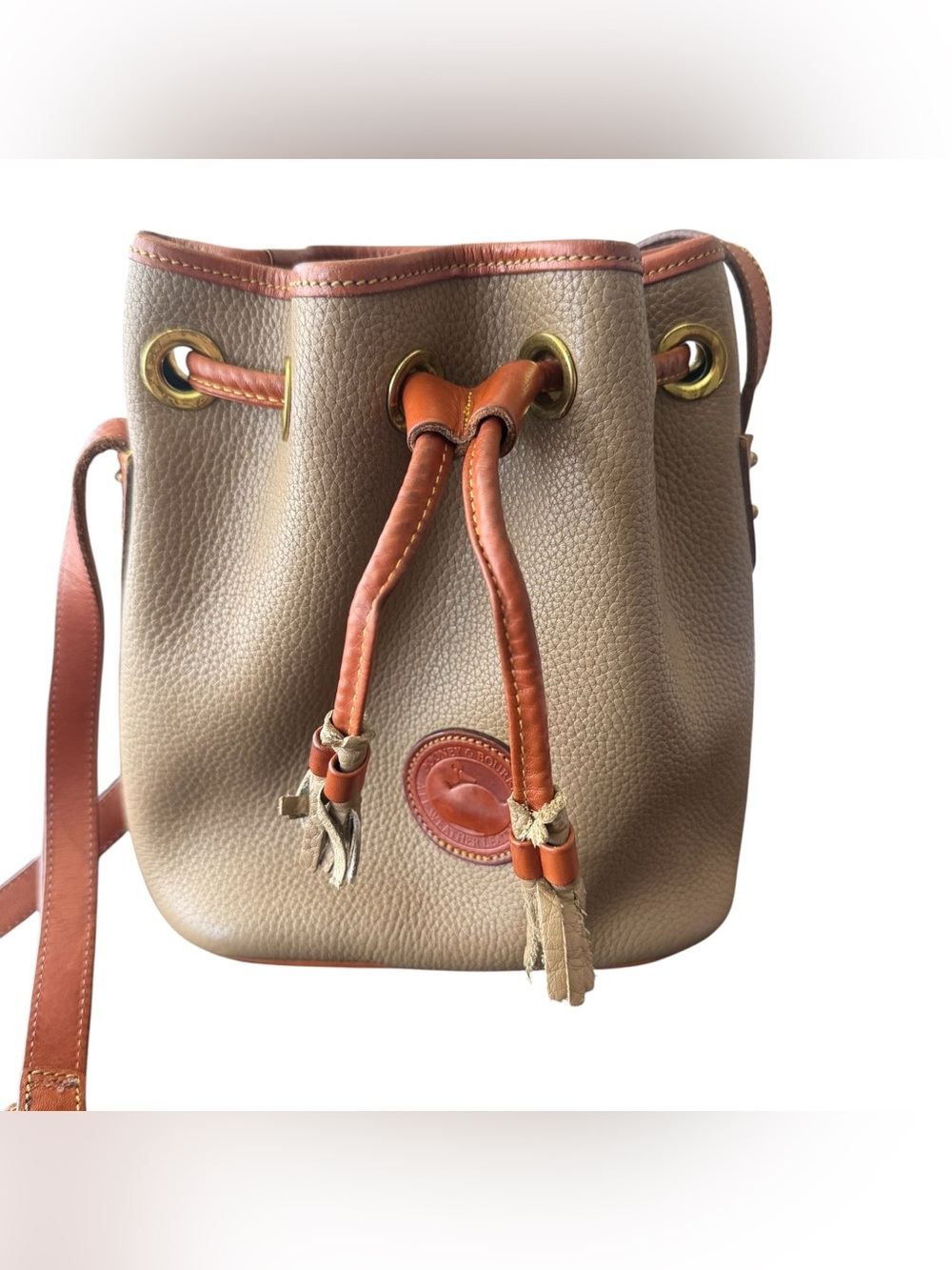Vintage Dooney & Bourke Pebbled Leather Drawstring Bucket Bag